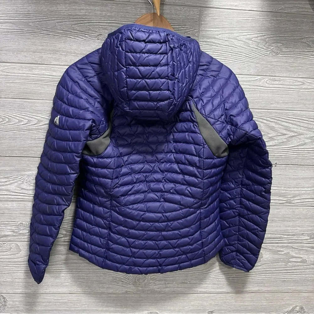 Eddie Bauer First Ascent Kids Girls Puffer Jacket Large 14/16 Purple Hooded Down